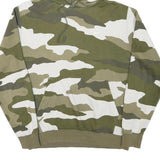 NIKE Mens Green Camouflage Hoodie M Cotton Blend Pullover Hooded Sweater