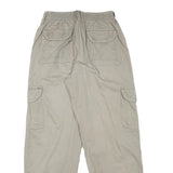 DISCOVERY Mens Cotton Blend Beige Relaxed Cargo Trousers W24 L27 Zip Pocket