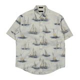 Nautica Short Sleeve Shirt - Large Blue Cotton