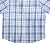 CHAPS Mens Blue & White Check Shirt XL Button-Down Short Sleeve Cotton Blend