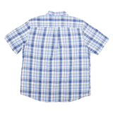 CHAPS Mens Blue & White Check Shirt XL Button-Down Short Sleeve Cotton Blend