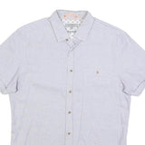 TED BAKER Mens White Shirt M Cotton Blend Short Sleeve Casual Summer