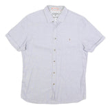 TED BAKER Mens White Shirt M Cotton Blend Short Sleeve Casual Summer
