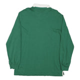 NAUTICA Mens Green & White Long Sleeve Plain L Cotton Blend Rugby Style Polo