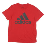 ADIDAS Mens Red Graphic T-Shirt M Short Sleeve Crew Neck Cotton Blend Casual
