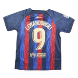 NIKE Mens Blue Red Barcelona Football Shirt S Short Sleeve Crew Neck Lewandowski