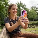 Lavender Bright Blooms Samsung Galaxy S25 Case - Lifestyle photo showing phone case in use