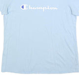 CHAMPION Womens Light Blue Cotton Blend Classic T-Shirt L Short Sleeve Crew Neck