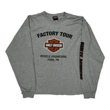 Factory Tour Harley Davidson Long Sleeve T-Shirt - 2XL Grey Cotton Blend