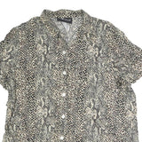 SAG HARBOUR Womens Beige Printed Shirt Short Sleeve Button Neck L Cotton Blend