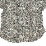 SAG HARBOUR Womens Beige Printed Shirt Short Sleeve Button Neck L Cotton Blend