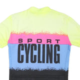 Sidil Mens Yellow & Pink & Blue Cycling Sport T-Shirt M Short Sleeve Zip Neck