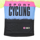 Sidil Mens Yellow & Pink & Blue Cycling Sport T-Shirt M Short Sleeve Zip Neck