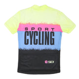 Sidil Mens Yellow & Pink & Blue Cycling Sport T-Shirt M Short Sleeve Zip Neck