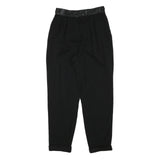 Womens Wool Blend Black Relaxed Tapered Trousers W25 L26 Smart Casual Zip