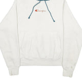 CHAMPION REVERSE WEAVE Mens White & Blue Pullover Hoodie S Cotton Blend Casual