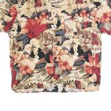 NATURAL ISSUE Mens Beige Red Hawaiian Shirt XL Floral Print Viscose Casual