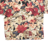 NATURAL ISSUE Mens Beige Red Hawaiian Shirt XL Floral Print Viscose Casual