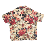 NATURAL ISSUE Mens Beige Red Hawaiian Shirt XL Floral Print Viscose Casual