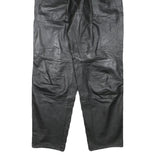 MISS A Womens Leather Black Relaxed Tapered Trousers W25 L28 Zip Pocket