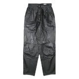 MISS A Womens Leather Black Relaxed Tapered Trousers W25 L28 Zip Pocket