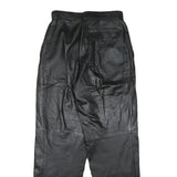 MISS A Womens Leather Black Relaxed Tapered Trousers W25 L28 Zip Pocket