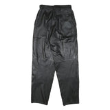 MISS A Womens Leather Black Relaxed Tapered Trousers W25 L28 Zip Pocket
