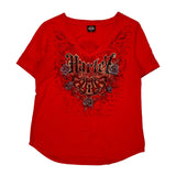 Motorcycle Harley Davidson T-Shirt - Medium Red Cotton