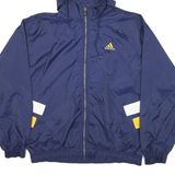 ADIDAS Mens Blue & Yellow Hooded Zip Jacket L Nylon Plain Sportswear