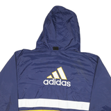 ADIDAS Mens Blue & Yellow Hooded Zip Jacket L Nylon Plain Sportswear