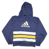 ADIDAS Mens Blue & Yellow Hooded Zip Jacket L Nylon Plain Sportswear