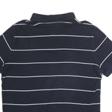 TOMMY HILFIGER Mens Navy Blue & White Striped Short Sleeve Polo Shirt L Classic