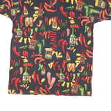 BIG DOGS Mens Navy Blue Hot Sauce Pattern Short Sleeve Polo Shirt M Cotton Blend