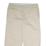 TOMMY HILFIGER Womens Cotton Beige Regular Straight Trousers W36 L34 Comfortable