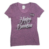 HARLEY DAVIDSON Mens Purple Graphic T-Shirt S Short Sleeve Round Neck Orlando
