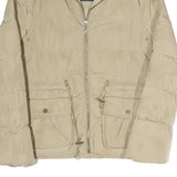 ZARA Womens Beige Lightweight Puffer Jacket M Polyester Blend Casual Outerwear