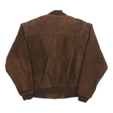 ROBINSON'S Mens Brown Leather Bomber Jacket XL Suede Zip Closure Classic Fit