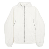 LACOSTE Womens White Jacket UK 16 Polyester Blend Plain Zip Closure Casual