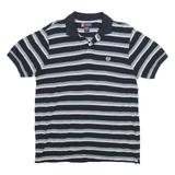 CHAPS Mens Blue White & Green Stripe Short Sleeve Polo Shirt M Classic Cotton