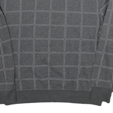 NAUTICA Mens Grey Cotton Blend Check Sweatshirt L Quarter Zip Casual
