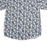 BENCHLINE Mens Blue & White Floral Cotton Shirt L Casual Summer Short Sleeve