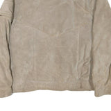 POUR LE SPORT Mens Beige Leather Zip Jacket M Suede Casual Outerwear