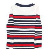TOMMY HILFIGER Womens White & Red & Navy Striped Plain Crew Neck Basic Knit S