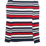 TOMMY HILFIGER Womens White & Red & Navy Striped Plain Crew Neck Basic Knit S