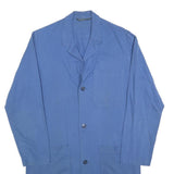 Mens Blue Cotton Blend Button Jacket M Casual Workwear Plain Classic Long Sleeve