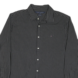 TOMMY HILFIGER Mens Black & Grey Check Shirt L Long Sleeve Button Cotton Blend