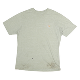 CARHARTT Mens Beige T-Shirt L Short Sleeve Crew Neck Pocket Casual Top