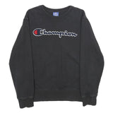 CHAMPION Mens Black Crew Neck M Cotton Logo Sweatshirt Casual Pullover