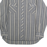 WRANGLER Mens Grey & Cream Striped Western Shirt XL Western Button Pocket