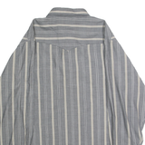WRANGLER Mens Grey & Cream Striped Western Shirt XL Western Button Pocket